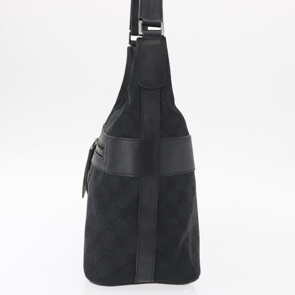 GUCCI GG Canvas Shoulder Bag Black Silver 001 4299 1669 Auth 154332