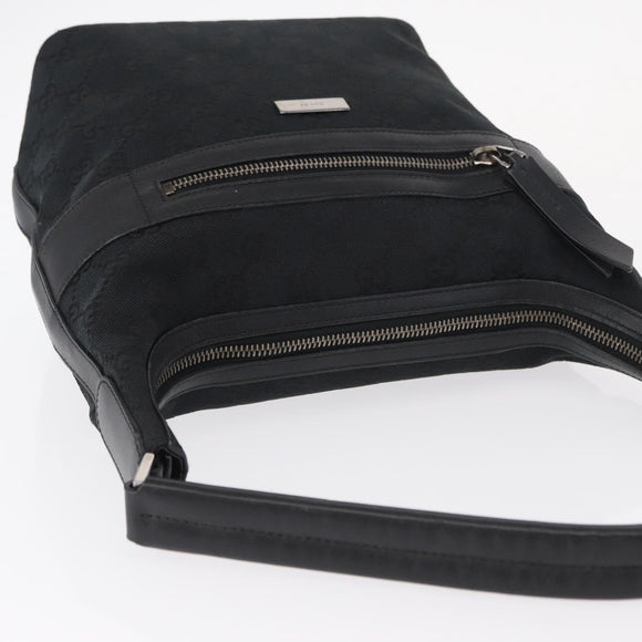 GUCCI GG Canvas Shoulder Bag Black Silver 001 4299 1669 Auth 154332