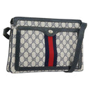 GUCCI GG Supreme Sherry Line Shoulder Bag PVC Navy Gold 14 02 013 Auth 154336-1