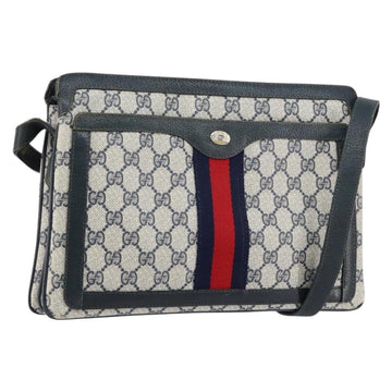 GUCCI GG Supreme Sherry Line Shoulder Bag PVC Navy Gold 14 02 013 Auth 154336