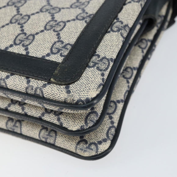 GUCCI GG Supreme Sherry Line Shoulder Bag PVC Navy Gold 14 02 013 Auth 154336