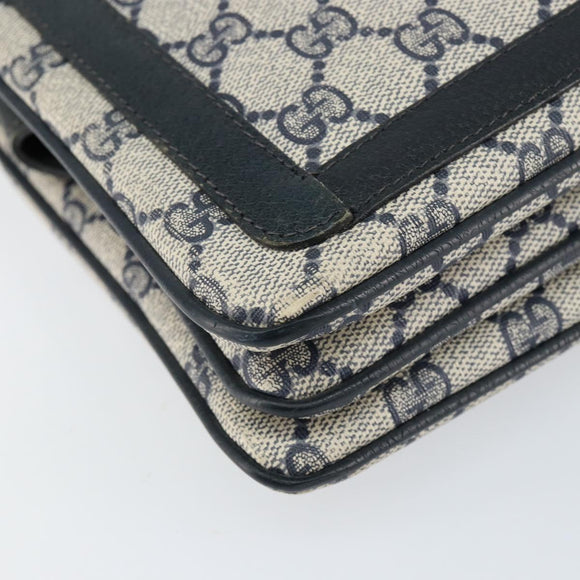 GUCCI GG Supreme Sherry Line Shoulder Bag PVC Navy Gold 14 02 013 Auth 154336