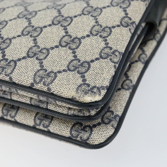 GUCCI GG Supreme Sherry Line Shoulder Bag PVC Navy Gold 14 02 013 Auth 154336