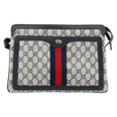 GUCCI GG Supreme Sherry Line Shoulder Bag PVC Navy Gold 14 02 013 Auth 154336-2