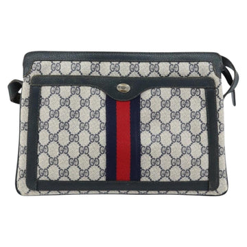 GUCCI GG Supreme Sherry Line Shoulder Bag PVC Navy Gold 14 02 013 Auth 154336 - 0