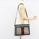 GUCCI GG Supreme Sherry Line Shoulder Bag PVC Navy Gold 14 02 013 Auth 154336-28