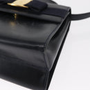 Salvatore Ferragamo Vala Hand Bag Leather 2way Navy Gold Auth 154340-16