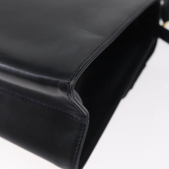 Salvatore Ferragamo Vala Hand Bag Leather 2way Navy Gold Auth 154340