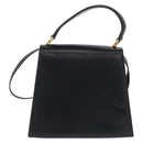 Salvatore Ferragamo Vala Hand Bag Leather 2way Navy Gold Auth 154340-2