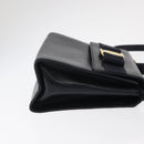 Salvatore Ferragamo Vala Hand Bag Leather 2way Navy Gold Auth 154340-3