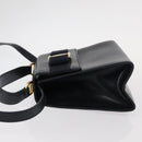 Salvatore Ferragamo Vala Hand Bag Leather 2way Navy Gold Auth 154340-4