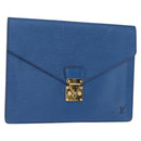 LOUIS VUITTON Epi Porte Documents Senatur Clutch Bag Blue M54455 LV Auth 154359-1