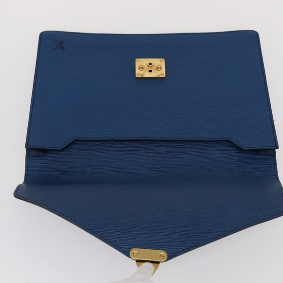 LOUIS VUITTON Epi Porte Documents Senatur Clutch Bag Blue M54455 LV Auth 154359
