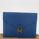 LOUIS VUITTON Epi Porte Documents Senatur Clutch Bag Blue M54455 LV Auth 154359-12