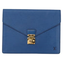 LOUIS VUITTON Epi Porte Documents Senatur Clutch Bag Blue M54455 LV Auth 154359-13