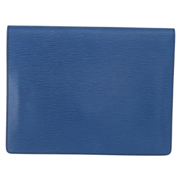 LOUIS VUITTON Epi Porte Documents Senatur Clutch Bag Blue M54455 LV Auth 154359