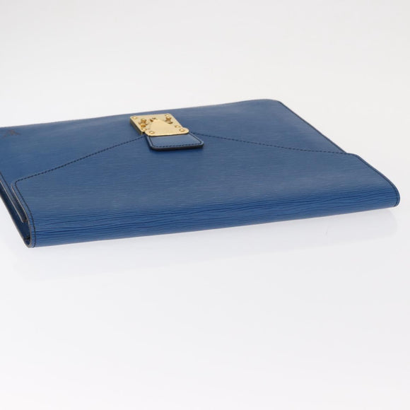 LOUIS VUITTON Epi Porte Documents Senatur Clutch Bag Blue M54455 LV Auth 154359