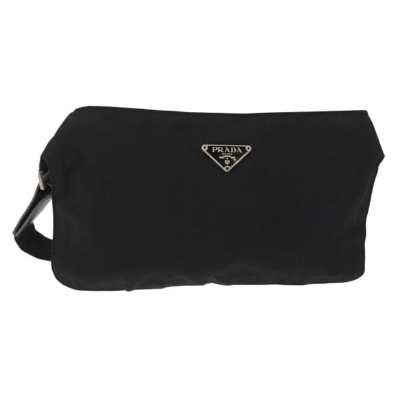 PRADA Waist bag Nylon Black Silver Auth 154367