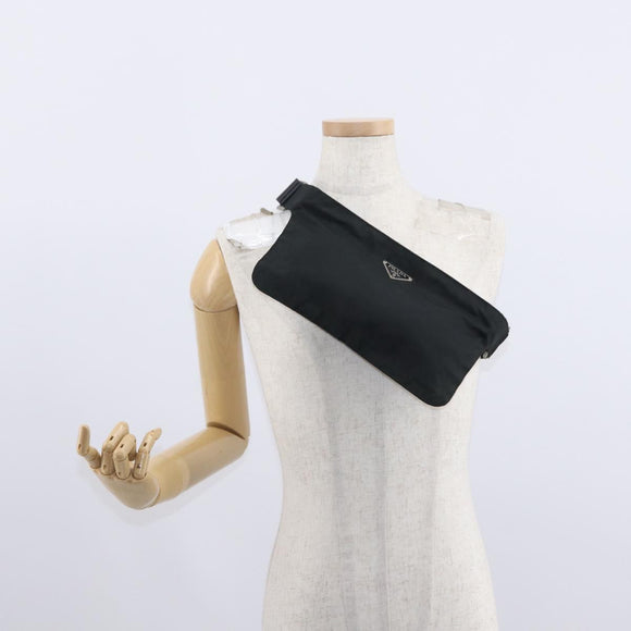PRADA Waist bag Nylon Black Silver Auth 154367