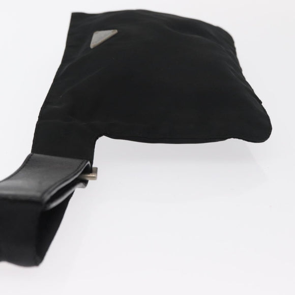PRADA Waist bag Nylon Black Silver Auth 154367