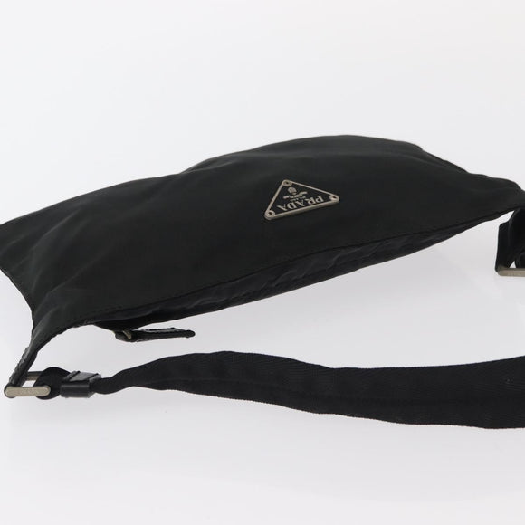 PRADA Waist bag Nylon Black Silver Auth 154367