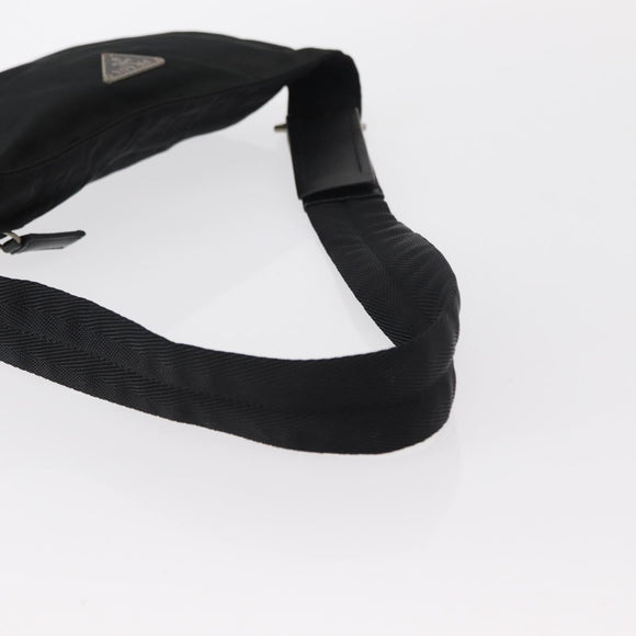PRADA Waist bag Nylon Black Silver Auth 154367