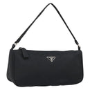 PRADA Accessory Pouch Nylon Black Silver Auth 154368-1
