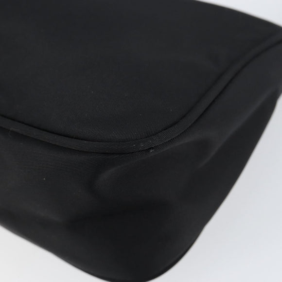 PRADA Accessory Pouch Nylon Black Silver Auth 154368