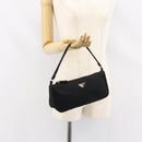 PRADA Accessory Pouch Nylon Black Silver Auth 154368-21