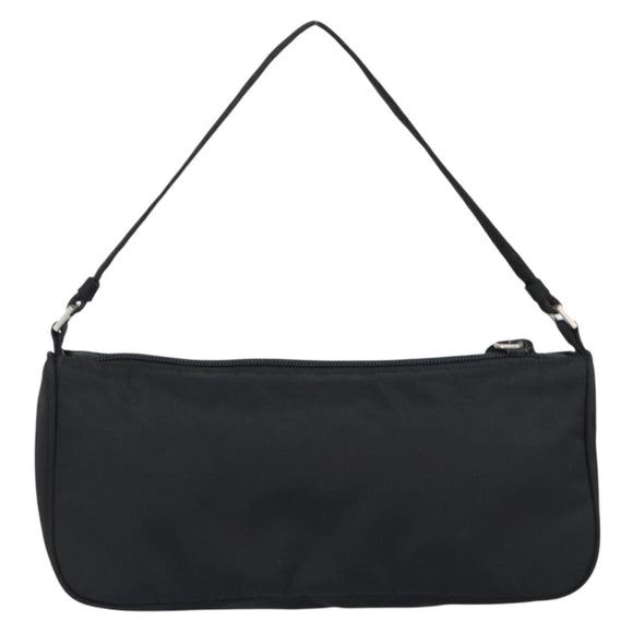 PRADA Accessory Pouch Nylon Black Silver Auth 154368