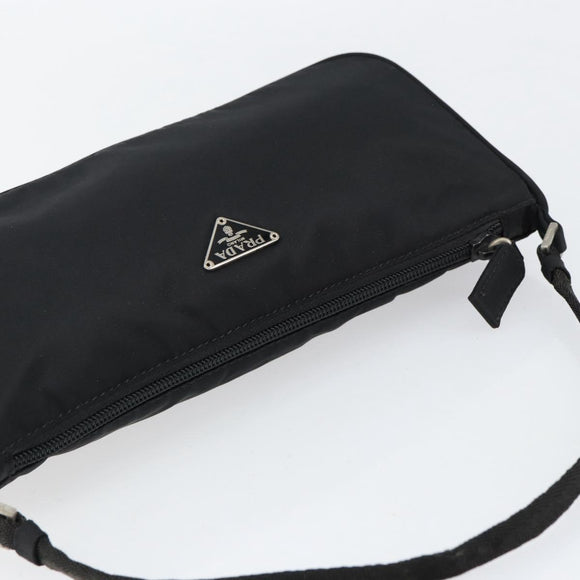 PRADA Accessory Pouch Nylon Black Silver Auth 154368
