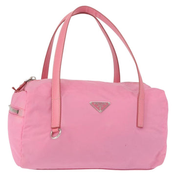 PRADA Hand Bag Nylon Pink Silver Auth 154369