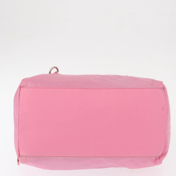 PRADA Hand Bag Nylon Pink Silver Auth 154369