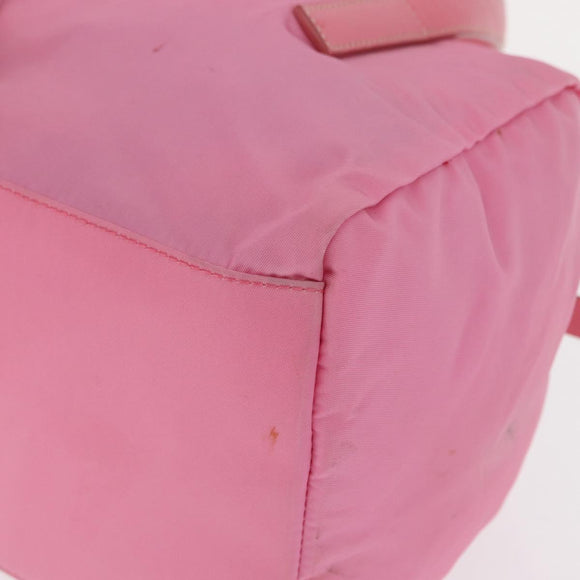PRADA Hand Bag Nylon Pink Silver Auth 154369