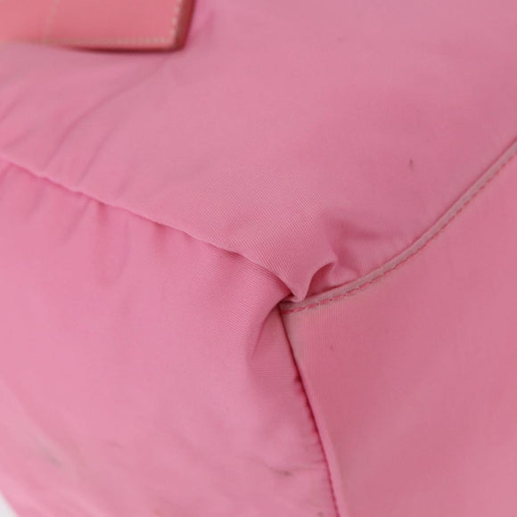 PRADA Hand Bag Nylon Pink Silver Auth 154369