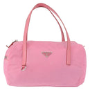 PRADA Hand Bag Nylon Pink Silver Auth 154369-13