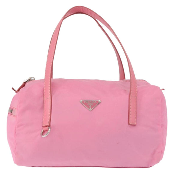 PRADA Hand Bag Nylon Pink Silver Auth 154369