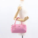 PRADA Hand Bag Nylon Pink Silver Auth 154369-23