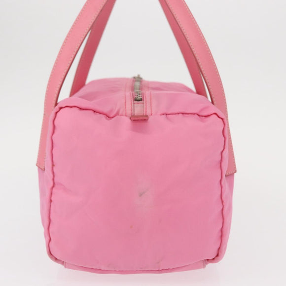 PRADA Hand Bag Nylon Pink Silver Auth 154369