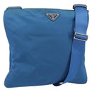 PRADA Shoulder Bag Nylon Blue Silver Auth 154370V-1