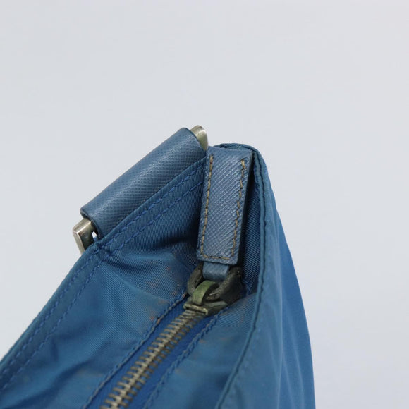 PRADA Shoulder Bag Nylon Blue Silver Auth 154370V