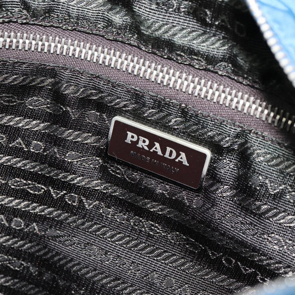 PRADA Shoulder Bag Nylon Blue Silver Auth 154370V