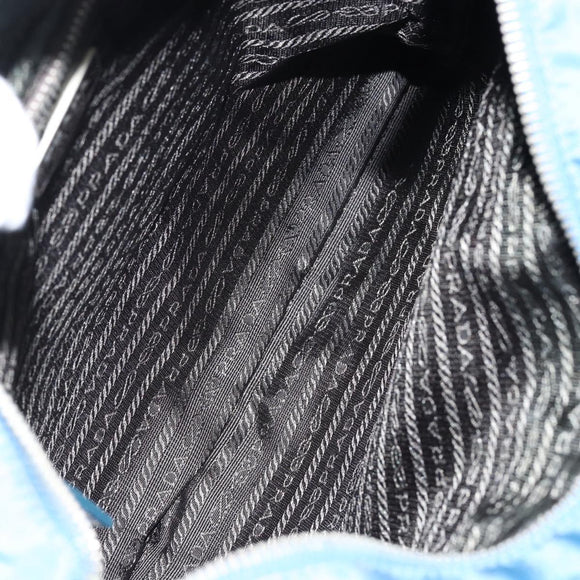 PRADA Shoulder Bag Nylon Blue Silver Auth 154370V