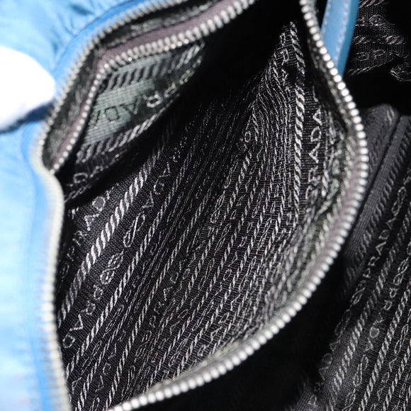 PRADA Shoulder Bag Nylon Blue Silver Auth 154370V