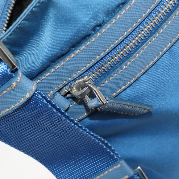 PRADA Shoulder Bag Nylon Blue Silver Auth 154370V
