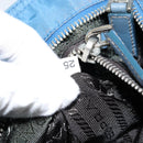 PRADA Shoulder Bag Nylon Blue Silver Auth 154370V-11