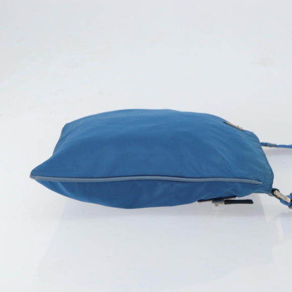 PRADA Shoulder Bag Nylon Blue Silver Auth 154370V