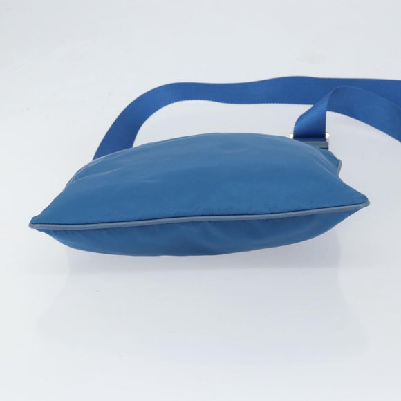 PRADA Shoulder Bag Nylon Blue Silver Auth 154370V