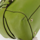 Salvatore Ferragamo Gancini Hand Bag Leather Green Gold Auth 154371-14