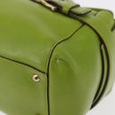 Salvatore Ferragamo Gancini Hand Bag Leather Green Gold Auth 154371-15